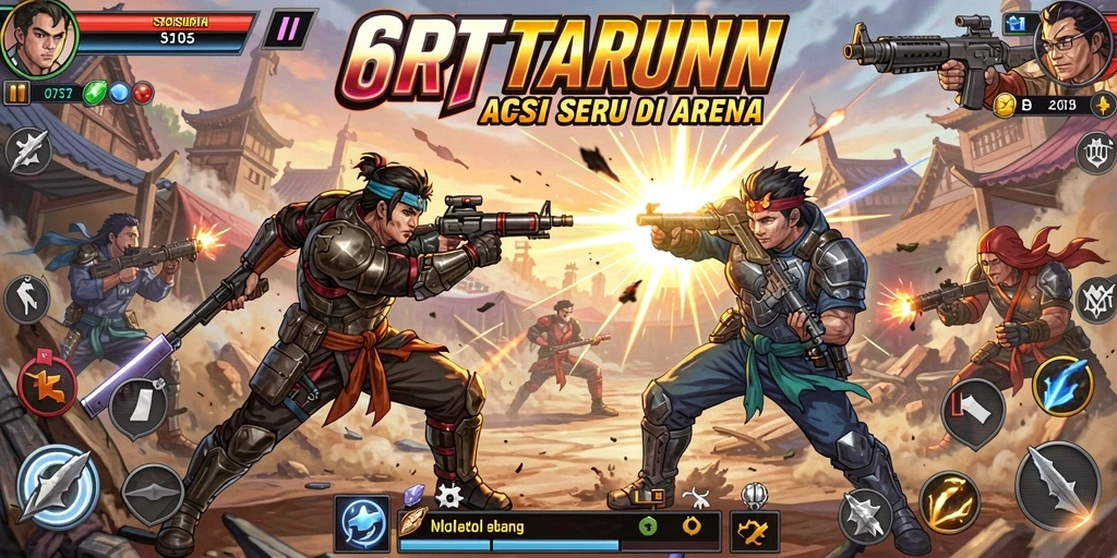 Screenshot gameplay 6RT menunjukkan aksi pertarungan yang mendebarkan.