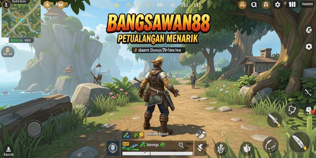 Screenshot gameplay BANGSAWAN88 yang menampilkan petualangan seru di dunia terbuka.