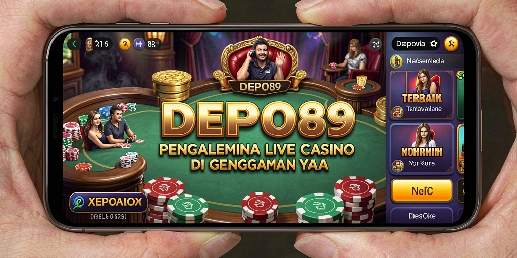 Screenshot DEPO89 menampilkan dealer profesional dan permainan Live Casino interaktif.