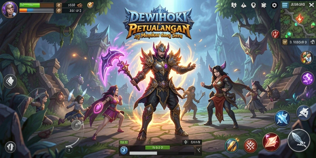 Tampilan gameplay seru dalam dunia fantasi DEWIHOKI.