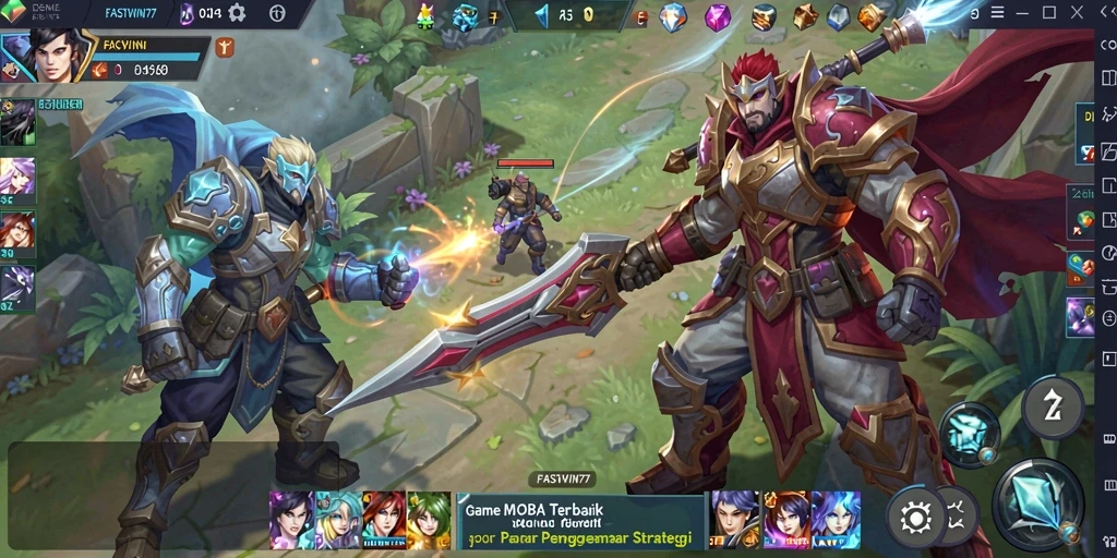 Screenshot gameplay FASTWIN77 menampilkan pertarungan seru antara tim.