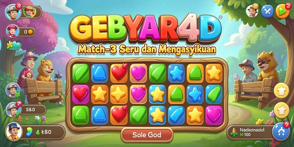 Screenshot gameplay GEBYAR4D menampilkan kombinasi warna-warna cerah.