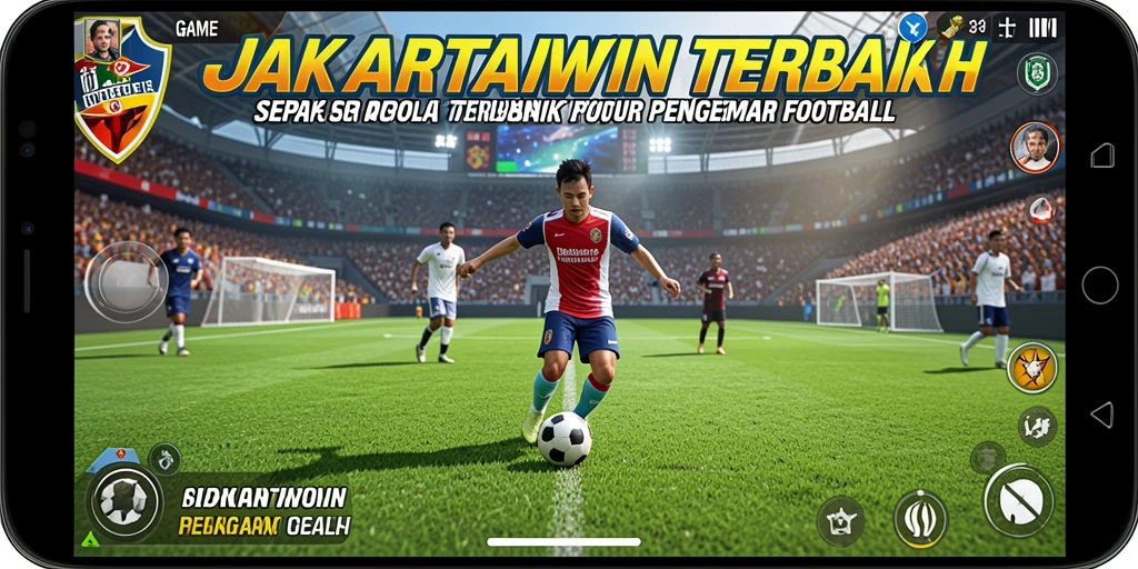 Tampilan utama gameplay JAKARTAWIN dengan aksi sepak bola yang mendebarkan.