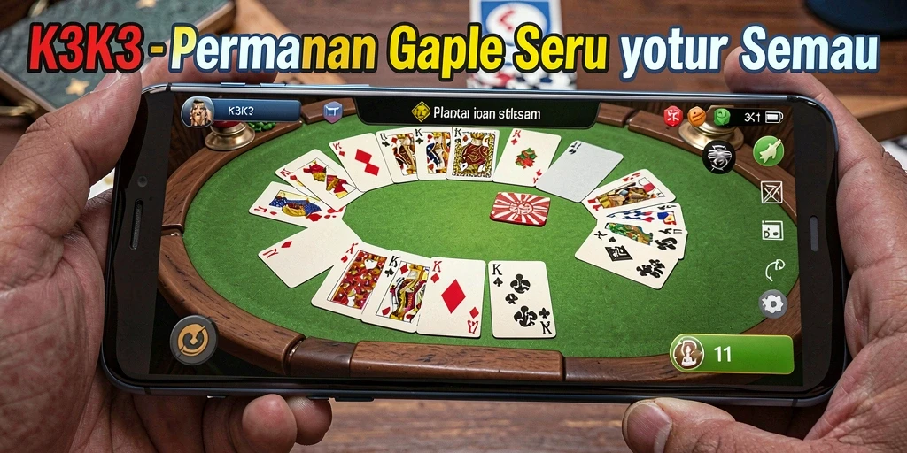 Tampilan gameplay seru dalam K3K3, cocok untuk bermain Gaple.