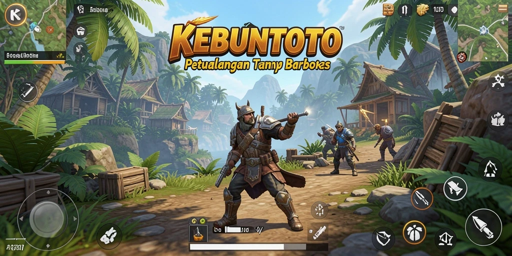 Screenshot gameplay KEBUNTOTO menampilkan ekspedisi seru dalam dunia terbuka.