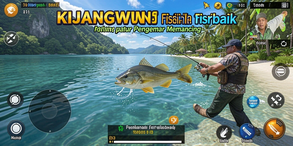 Tampilan gameplay KIJANGWIN yang menarik saat memancing ikan.