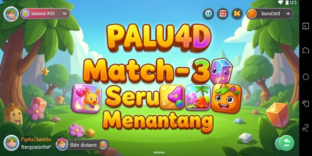 Tampilan gameplay menarik dari PALU4D dengan elemen Match-3 warna-warni.