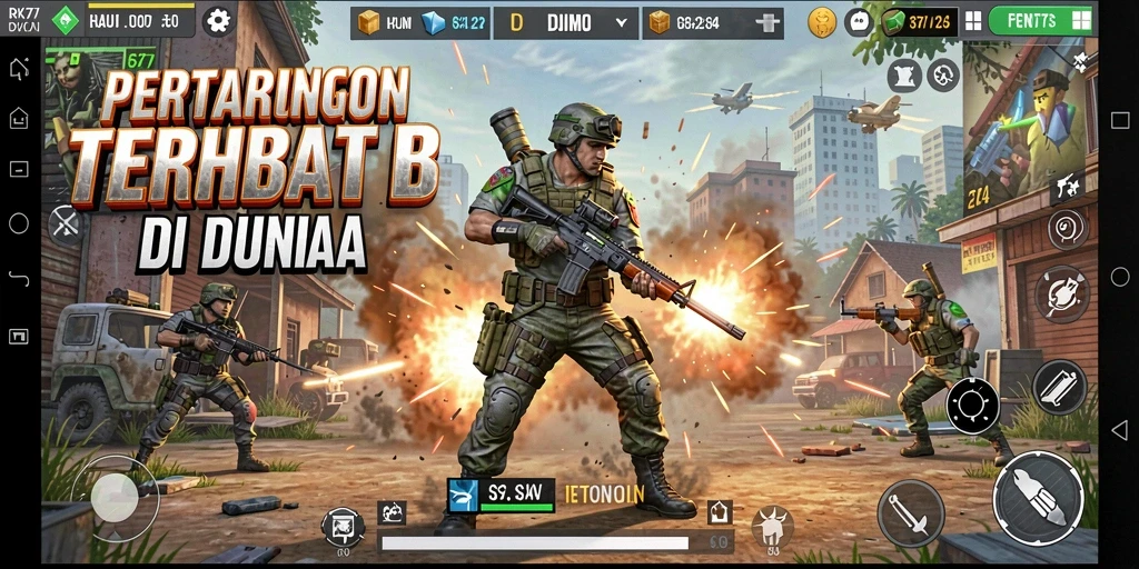 Gameplay RK77 yang mendebarkan dengan pertempuran intens di Battle Royale.