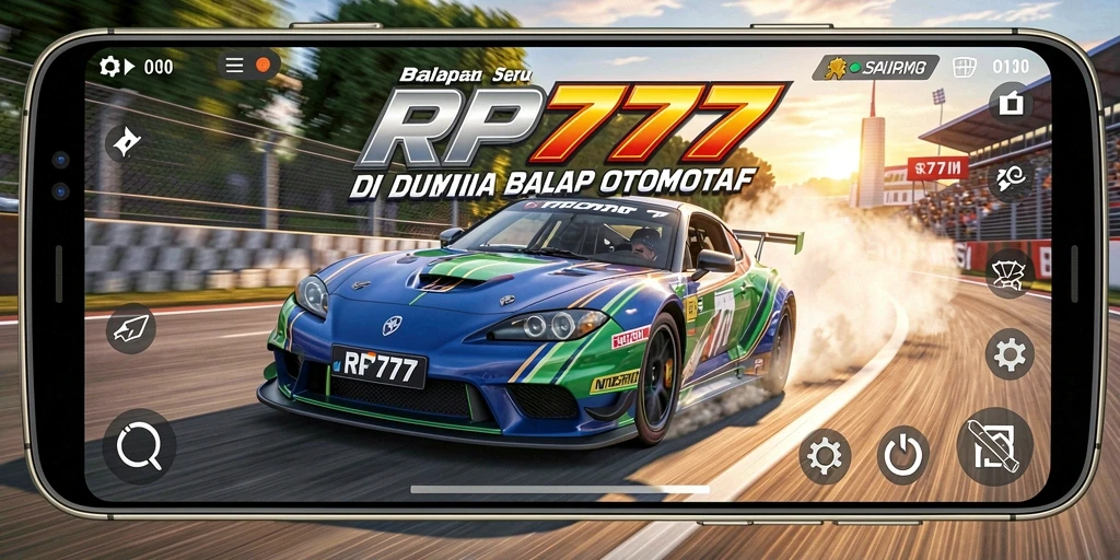 Tampilan gameplay RP777 dengan aksi balapan yang mendebarkan.
