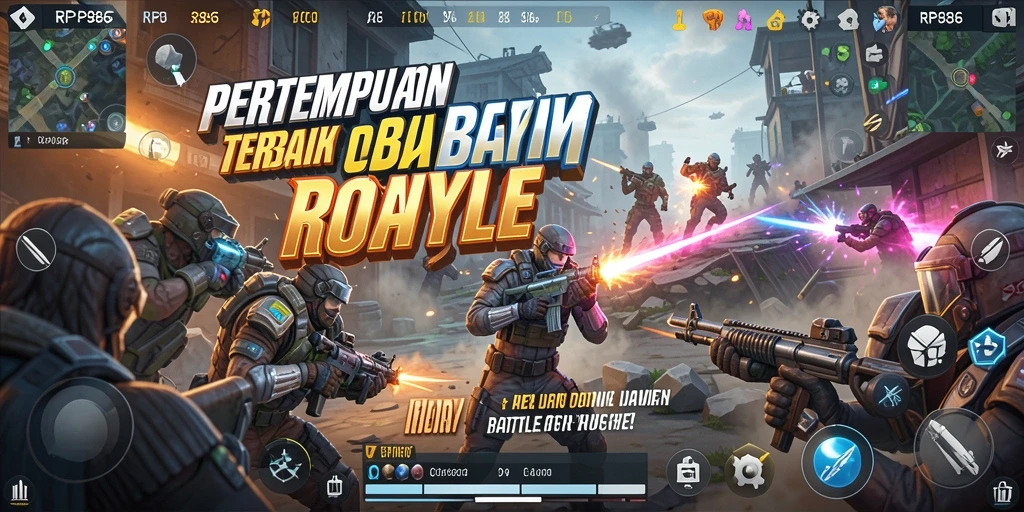 Tangkapan layar menunjukkan pertarungan intens dalam game Battle Royale.