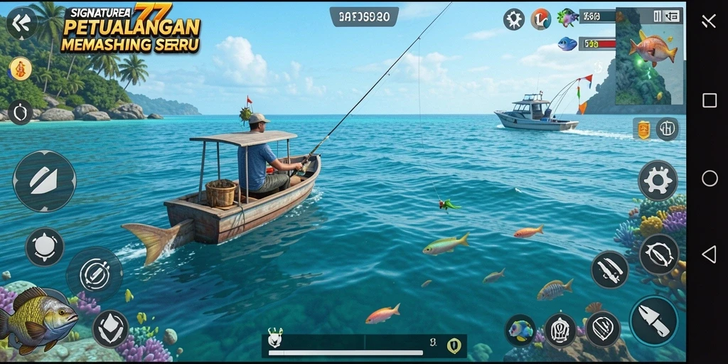 Tampilan gameplay SIGNATURE77 yang memukau saat memancing ikan.