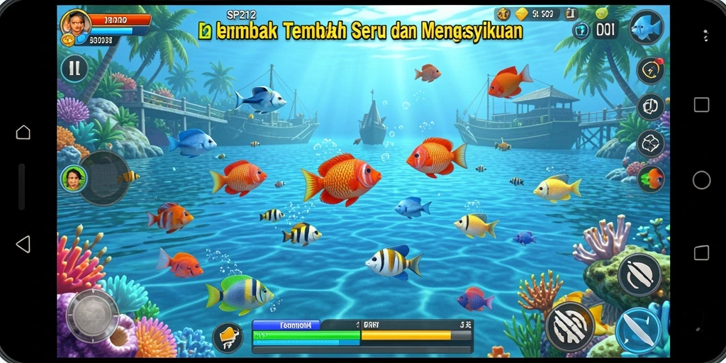 Tampilan gameplay SP212 yang seru saat menembak ikan.