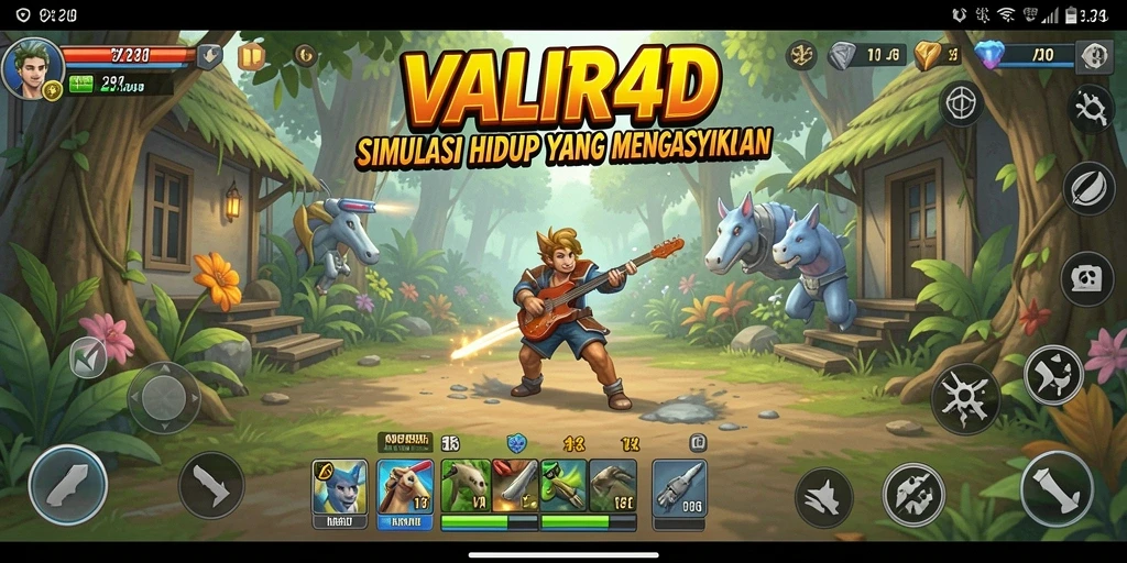 Tampilan gameplay VALIR4D dengan suasana kehidupan yang realistis.