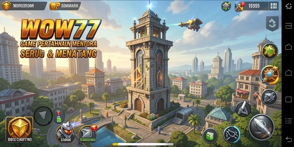 Tampilan gameplay seru dari WOW77 di Tower Defense.