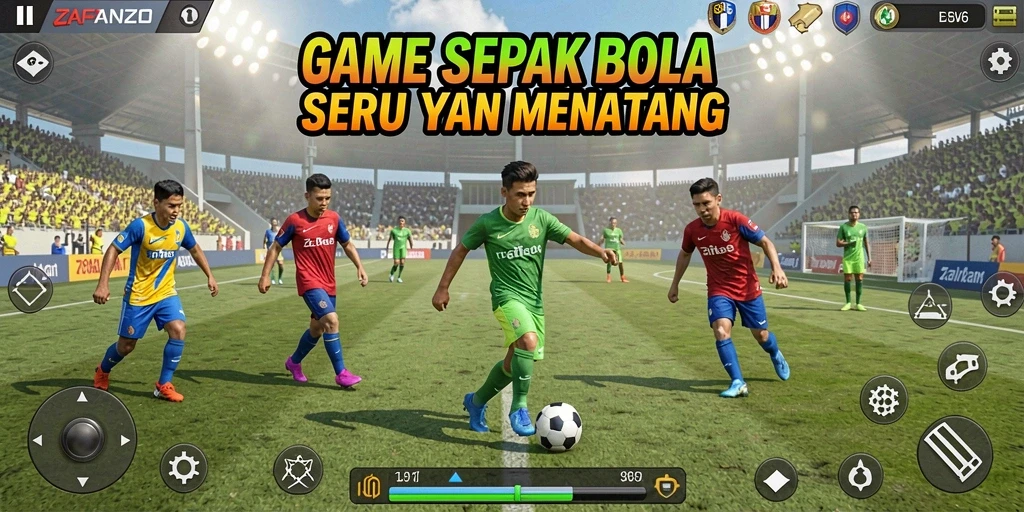 Gameplay menarik ZAFANZO dengan aksi sepak bola yang nyata.